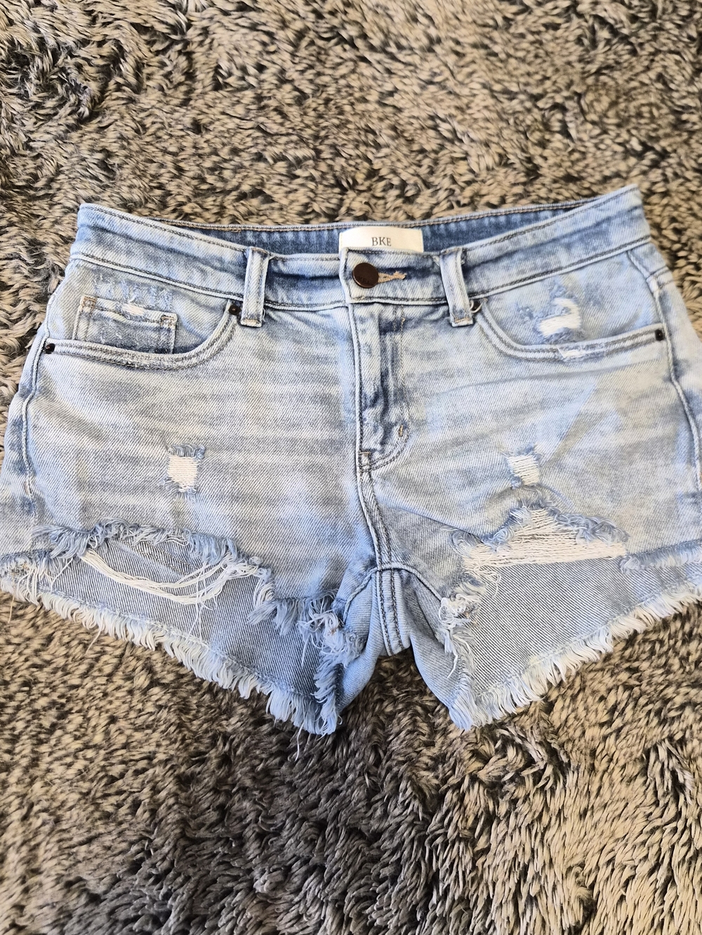 BKE Light Blue Distressed Denim Women's Payton Shorts